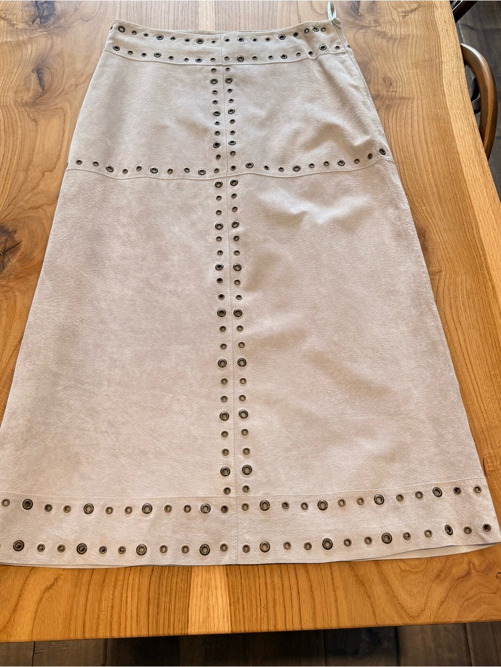 Genuine Suede Midi Maxi Skirt with Grommets for Western/Boho Look